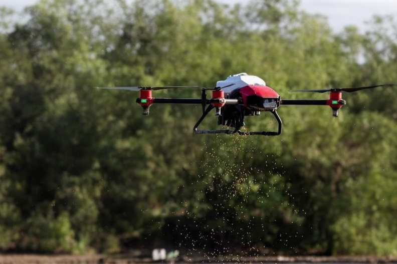 Drones para la siembra de arroz en China